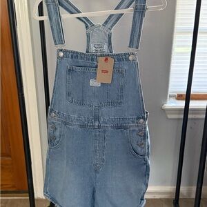 Levi's Classic Blue Denim Short Overalls
